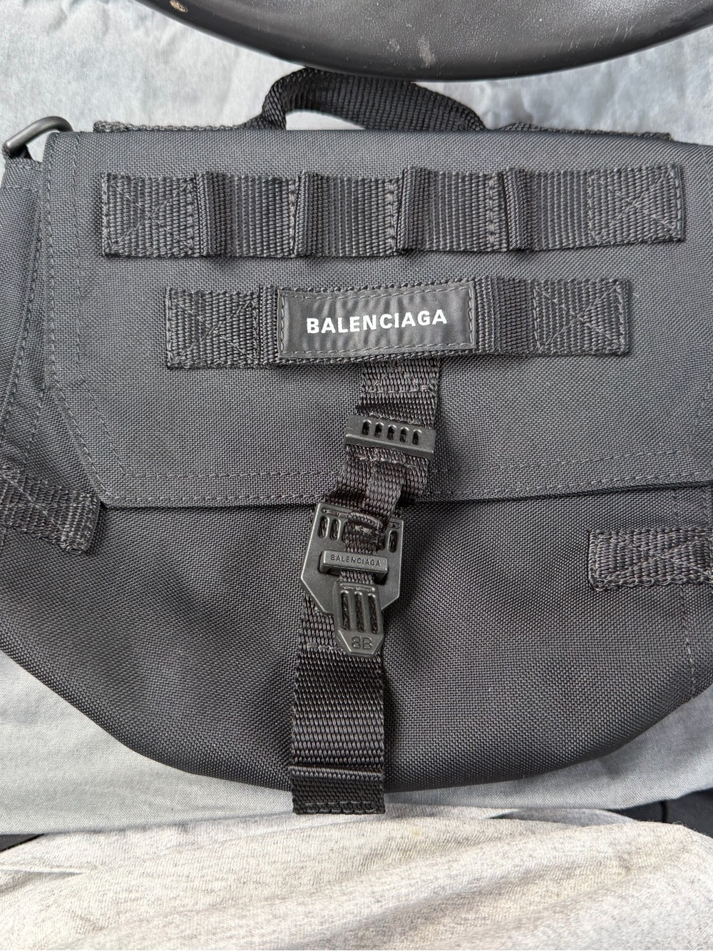 Balenciaga Black Tactical Belt Bag with Buckle Detail